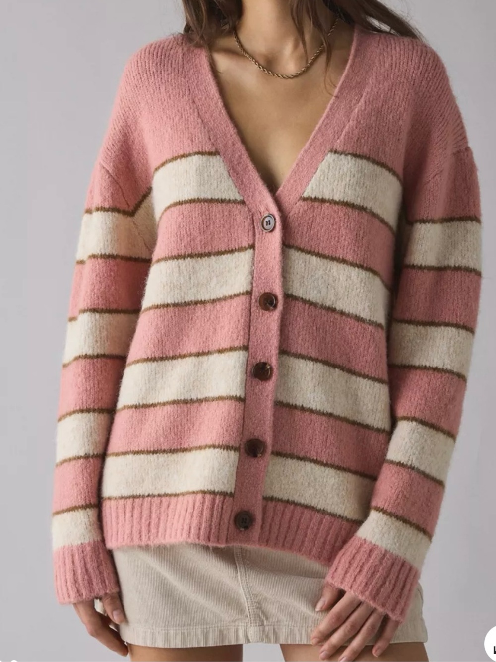 Urban Outfitters NWOT BDG pink striped cardigan Size XS pink and white
